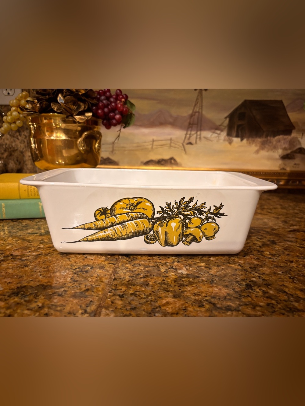 Vintage 1971 Corning Ware Nature’s Bounty P-315-B 2 Qt Loaf Pan 9x5x3 USA